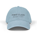 First Class Matthew VI:XXXIII Denim Hat, Embroidered Baseball Cap