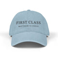 First Class Matthew VI:XXXIII Denim Hat, Embroidered Baseball Cap